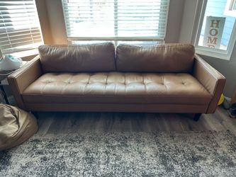 Tan leather couch