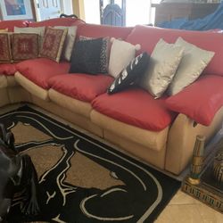 Ostrich Leather Red Couches 