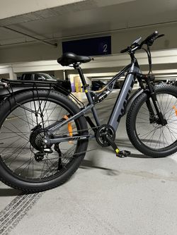 Electric Endurance Mountain E-Bike, 27.5x3.0 All Terrain Tire, 28mph, Thumb Throttle + Pedal assist  + Rear Rack 