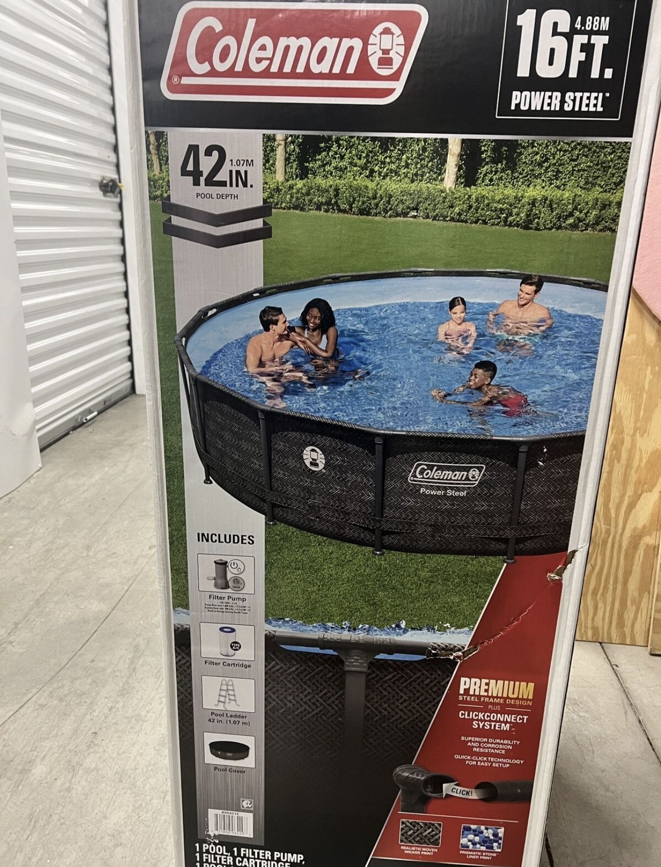 Coleman Power Steel 16 ft. x 42 in. Round Metal Frame Above Ground Pool Set