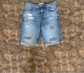 GUESS Boys Distressed Denim Shorts Size 16 Light Wash