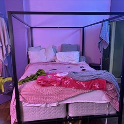 Queen size Canopy bed FRAME. 32’ Roku TV