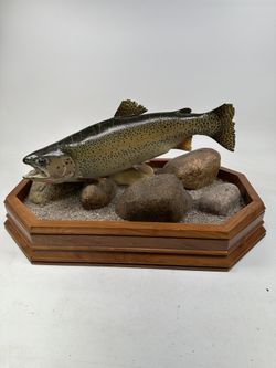 Large, fiberglass, handmade, custom trout statue
