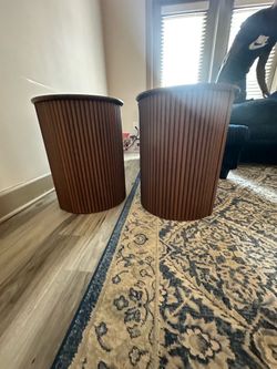Brown Ribbed Waste Basket Set of 2