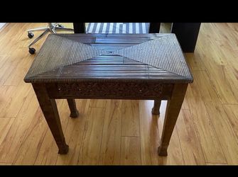 SIDE TABLE - Vintage Handmade Asian Bamboo & Wood Side Table – $75 Or best offer