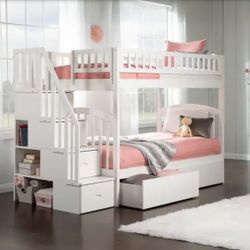 Sturdy Twin Bunk Bed with Storage