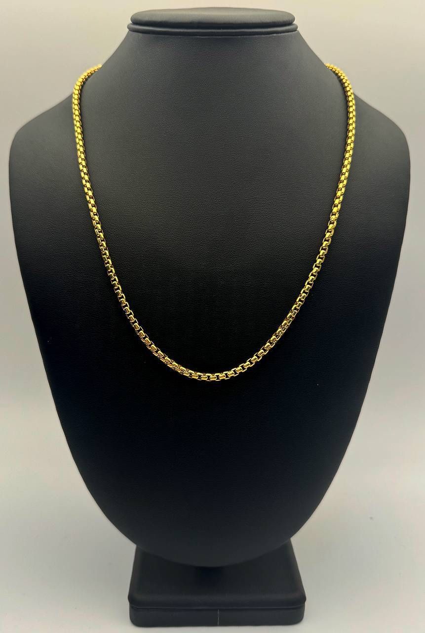 Jewelry 14k solid Yellow Gold Round Box Chain necklace 22” 13.1 grams 3.5mm