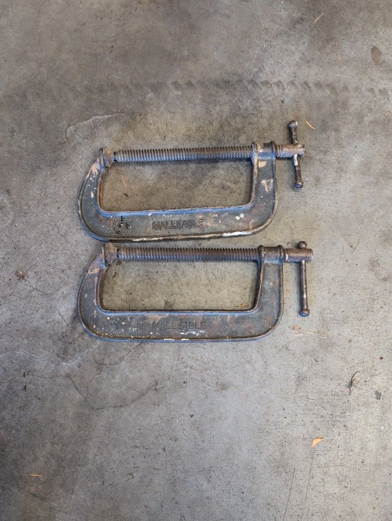 Lot Of Two 8"  Malleable C-Clamps Made In USA