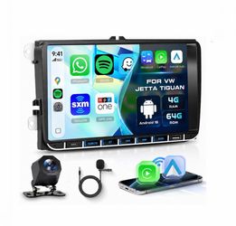 Car Stereo Radio VW Volkswagen Seat Golf Passat Jetta Beetle Tiguan Wireless CarPlay Android Auto, 9” Touch Screen Head Units, Backup Camera