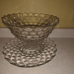 Fostoria American Punch Bowl 12 inch and 14 inch Fostoria American Platter 