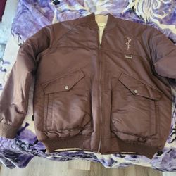 Vintage Y2K Sean John Reversible Brown & White Quilted Bomber Jacket  Mens