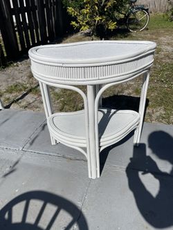 Small Bamboo/ Rattan Table 23”1/2W X 15”1/2D X 25”1/2H Used Condition (Painted) $15 Firm On Price