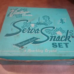 Vintage Anchor Hocking Serv A Snack Set, Crystal 