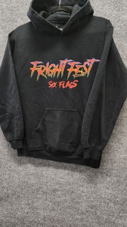 Six Flags Fright Fest Black Graphic Hoodie size small