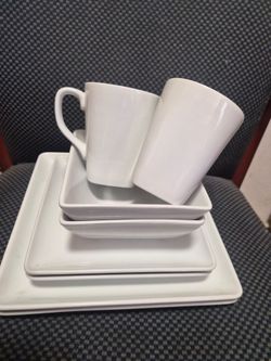 Set of 2 Threshold Dining Set White