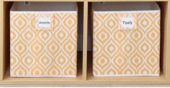 JS HOME Storage Cubes, 4-pack, Foldable Fabric Storage Cubes Boxes, Cube Storage Bins for Organizing, Cubes Basket Containers for Shelves, Grey, 11" x