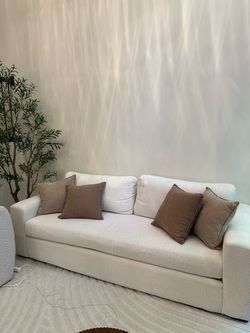 Isabella Cream 97" Sofa – Like New – Under 1 Month Old