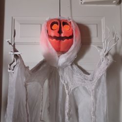 5ft. Life Size Poseable Talking Pumpkin Man Halloween Light-Up Prop Decoration