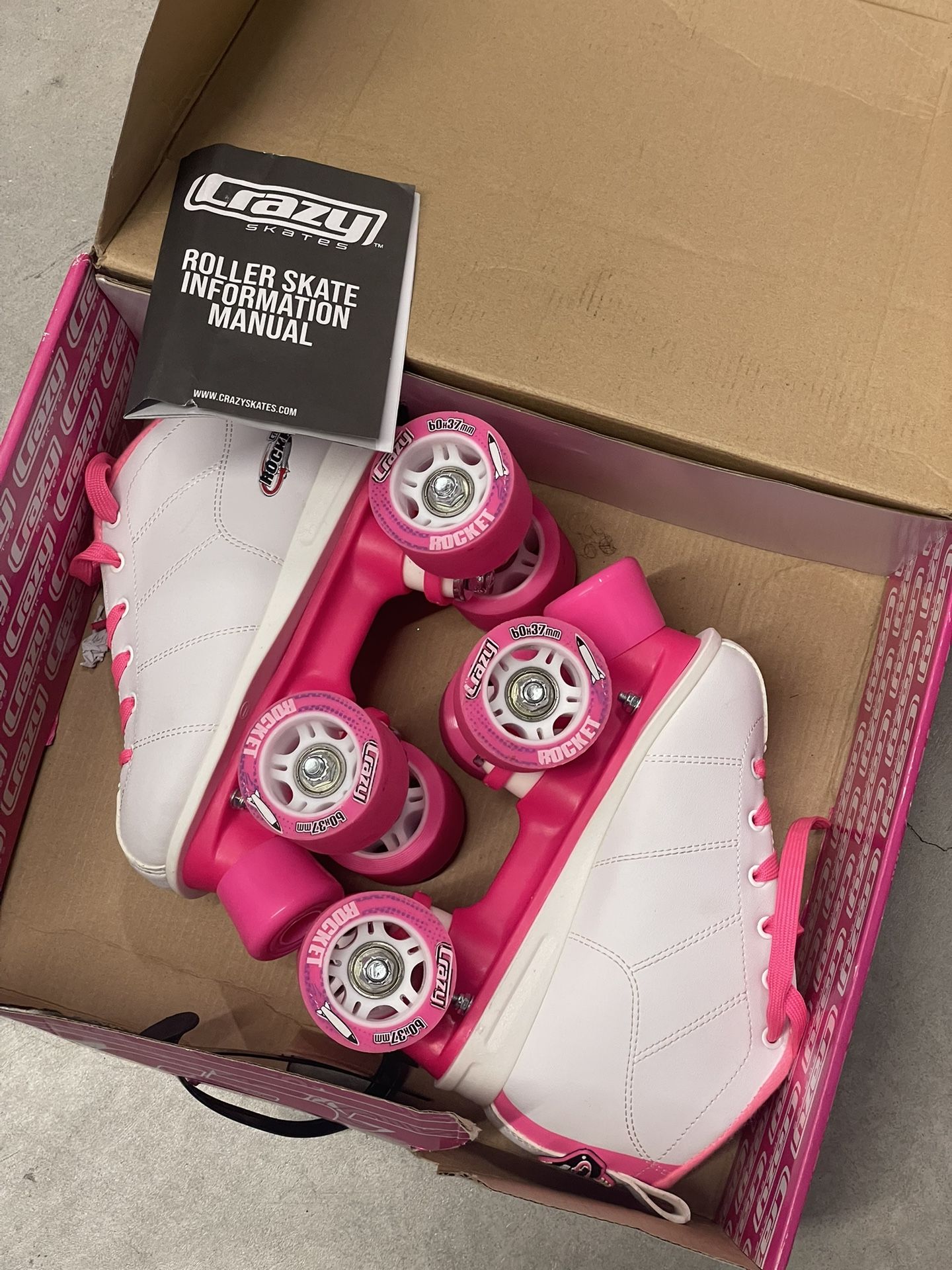 Crazy Skates (pink/white) size 1