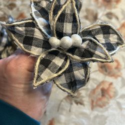 Plaid Poinsettias Flowers-22 Pieces