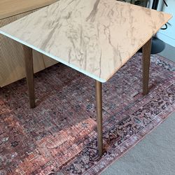 FAUX MARBLE/WOOD DINING SET AND 4 COPLEY DINING CHAIRS