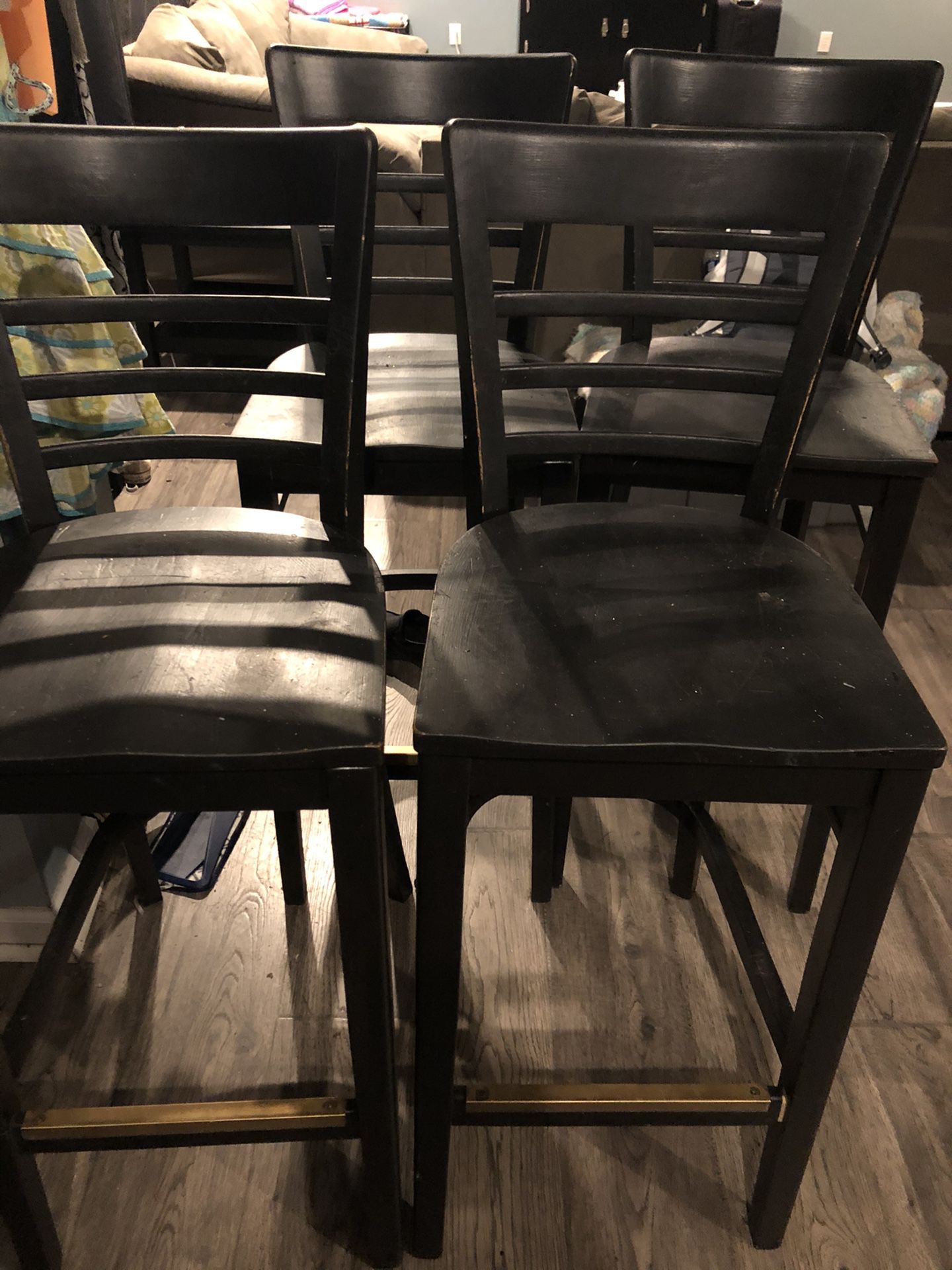 Bar stool chairs set of 4 (23 1/2 inches from floor to seat and 43 1/2 inches total) will deliver within a reasonable distance for extra cost !