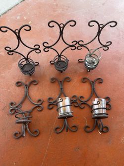 6 for $25 decorative  9h x 5w x 3d wrought iron candle tea light holders