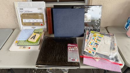 Lot of Six Sealed or Never Used Photo Scrapbook Albums plus Addl Scrapbooking Supplies