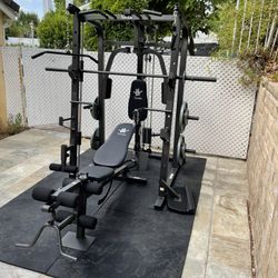 Vesta Fitness Smith Machine 1001 w/Bench Attachment | 230lb Bumpers Olympic Weights | 7ft Olympic Bar | Fitness | Gym Equipment | FREE DELIVERY 🚚 