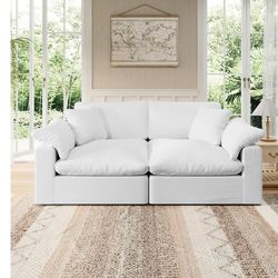 White Modular Cloud Sofa - 2 Seater Sectional Couch