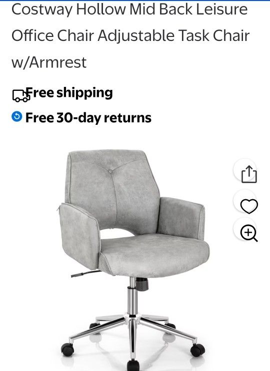 Costway Hollow Mid Back Leisure Office Chair Adjustable Task Chair w/Armrest