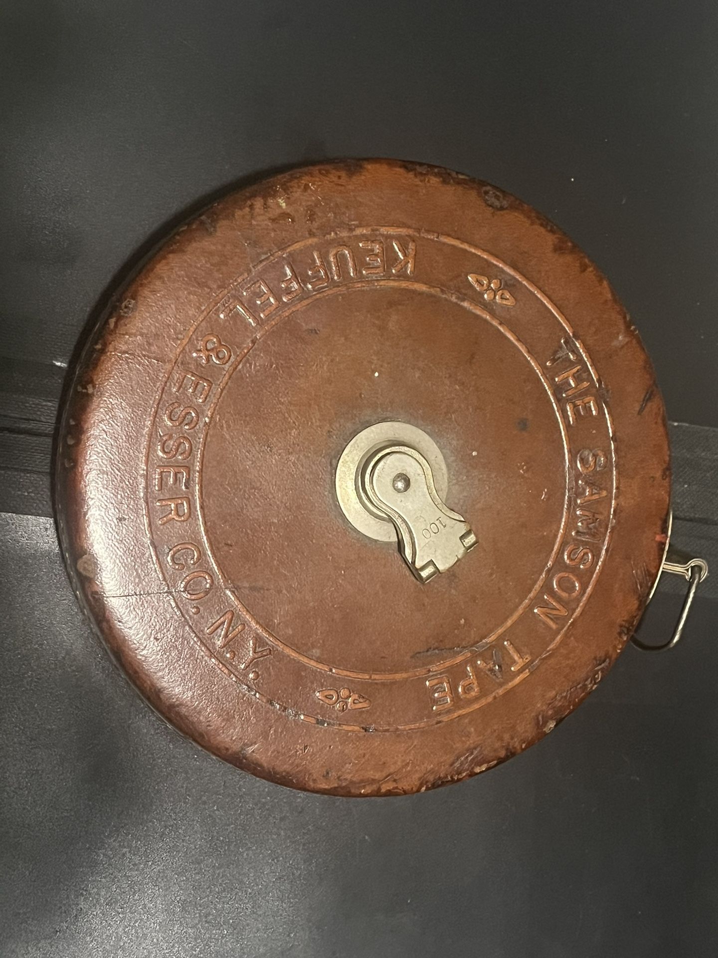Antique Keuffel & Esser K&E Cruiser 100’ Tape Measure With Woven Cloth Tape