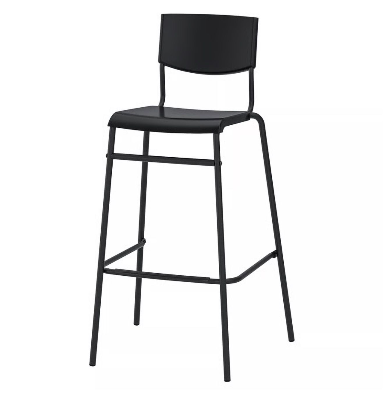 2 Bar stools with backrest, black/black, 29 1/8 "