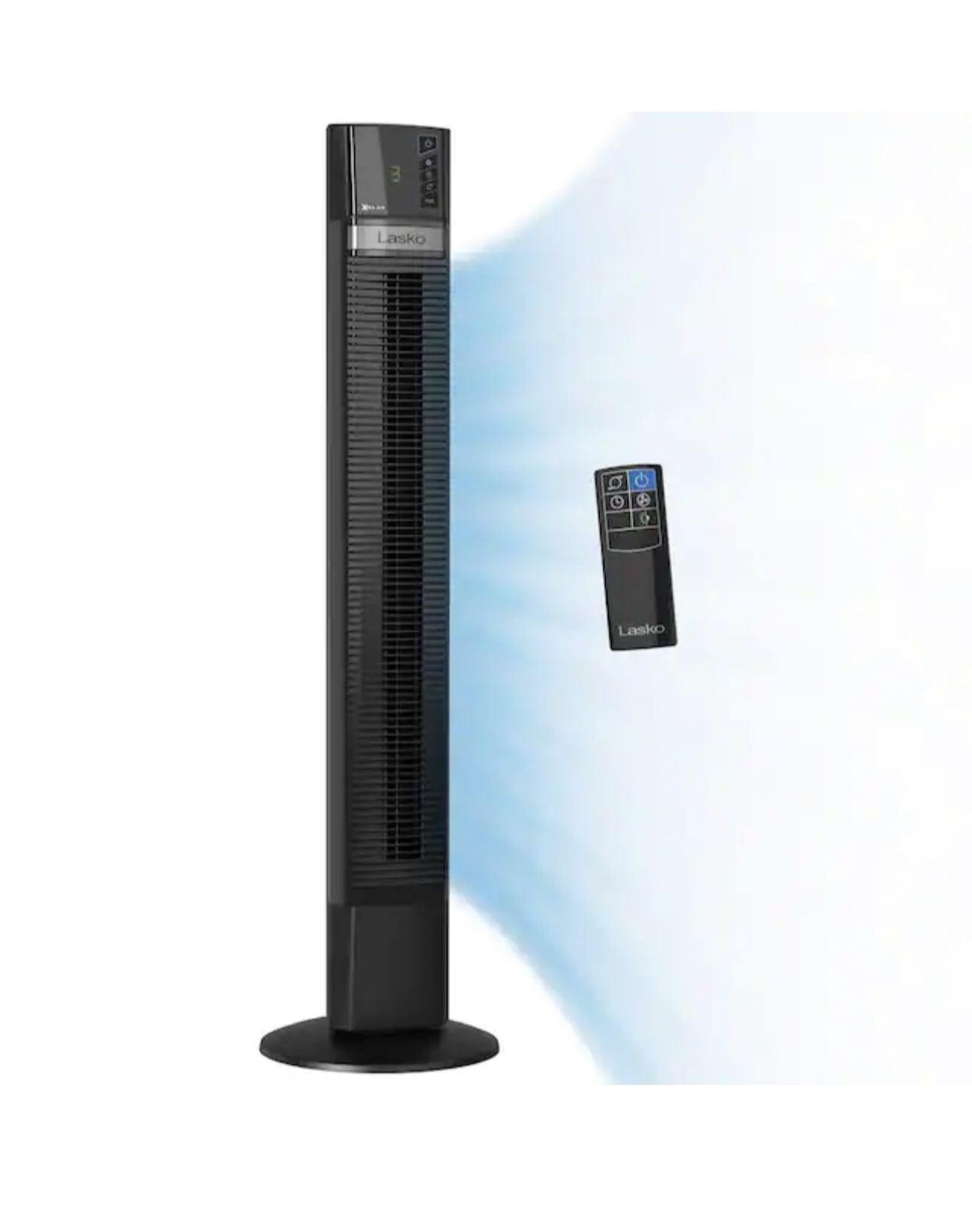 48 in. 4 Speeds Xtra Air Tower Fan in Black with Carry Handle, Oscillating, Remote Control, Nighttime Setting, Timer