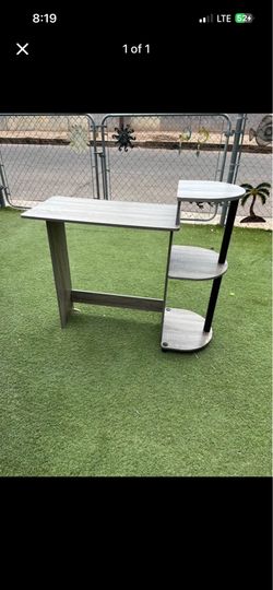 Compact Gray Desk w Shelves