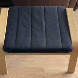 IKEA POÄNG Ottoman, birch veneer with black cushion