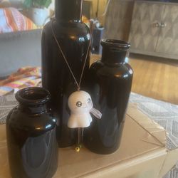Decorative Halloween Bottle Set With Glass Ghost 