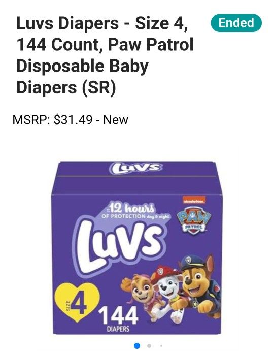 Luvs Diapers Size 4- 144 Count - Paw Patrol