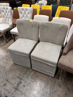 Salome Brown Fabric Upholstered Dining Chairs with Padded Seat, Backrest (Set of 2)