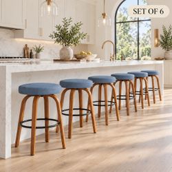 26” Blue Swivel Counter Stools – Set of 6 – Brand New in Box