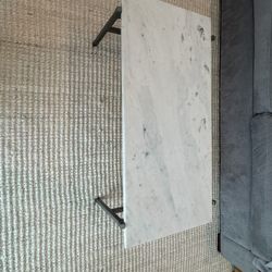 CB2 White marble slab coffee table 