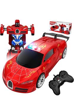 Remote Control Car Becoming Robot Transforming Toys Kids Christmas One-click Becoming Spider Robot Car Demo Mode 360° Rotation Easy to Use 2.4GHZ with