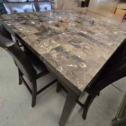 High Marble Table With 5 Chairs