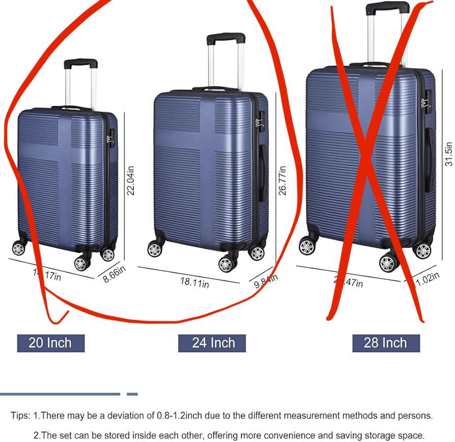K308 $70 set of 2 Suitcase, Carry On Hardside Luggage with Retractable Pole and Spinner Wheels Suitcase with TSA Lock and Built-in Compression Straps