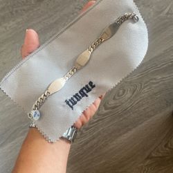 .925 Sterling Silver Cuban Link Triple ID Bracelet Sz 8”