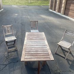 Outdoor Furniture Teak Wood Table And Three Chairs 