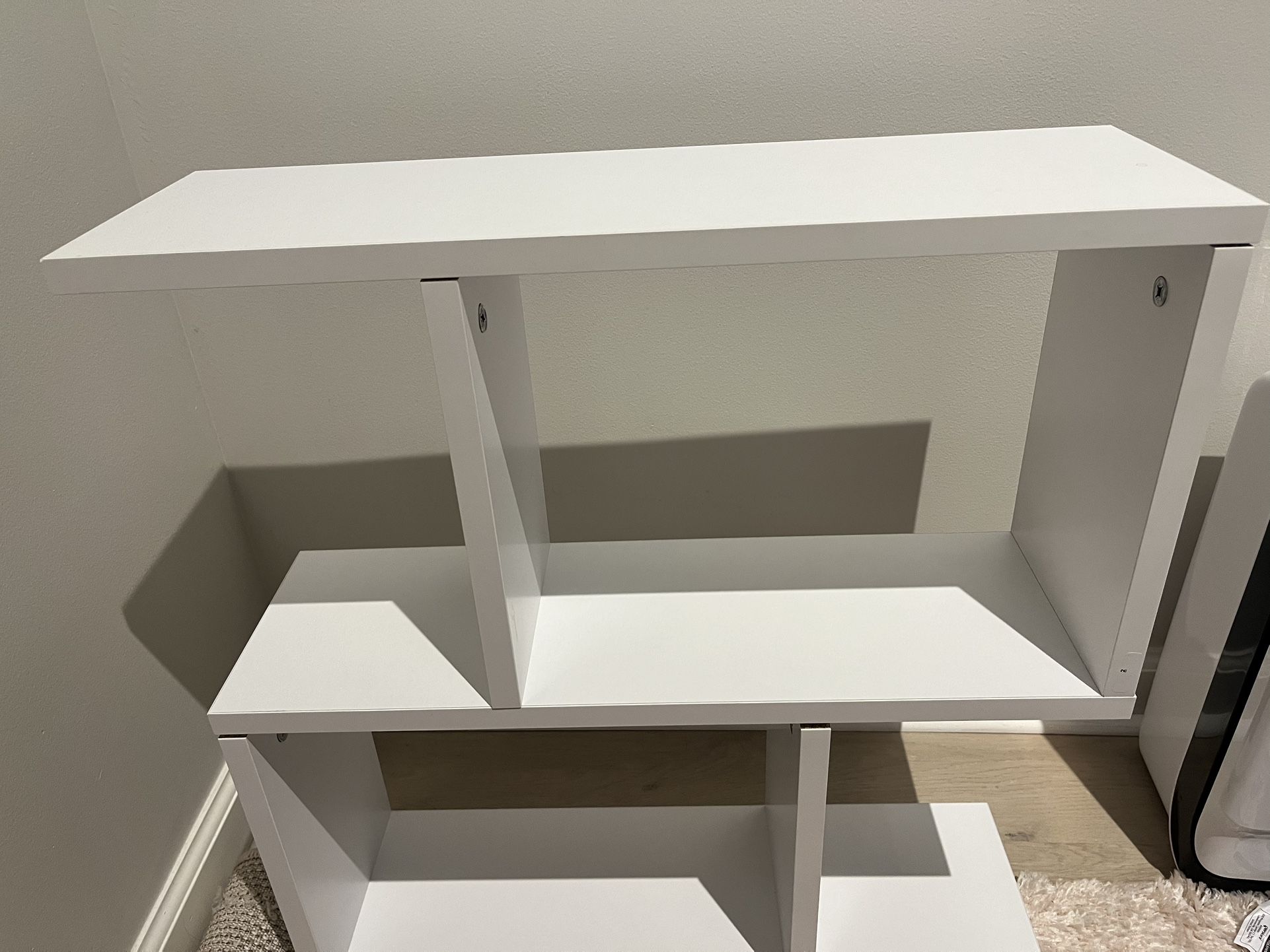 White Shelf End Table with Storage