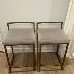 Crosley Harlowe 2Pc Counter Stool Set Gray/ Gold - 2 Stools