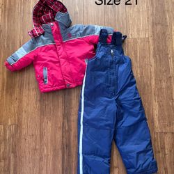 Toddler boy, snow, bib, and jacket size 2T
