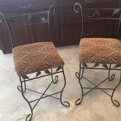 REDUCED PRICE - Custom Metal Decorative Grapevine Countertop Stools  - Set of 2